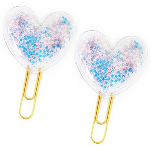 ALLTU 2tk armastus Metallist kirjaklamber Järjehoidja Loominguline komm värviline kirjaklamber Kontorikooli järjehoidja ümbrikuklamber