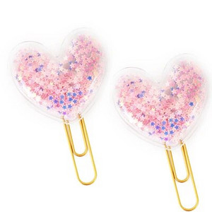 ALLTU 2tk armastus Metallist kirjaklamber Järjehoidja Loominguline komm värviline kirjaklamber Kontorikooli järjehoidja ümbrikuklamber