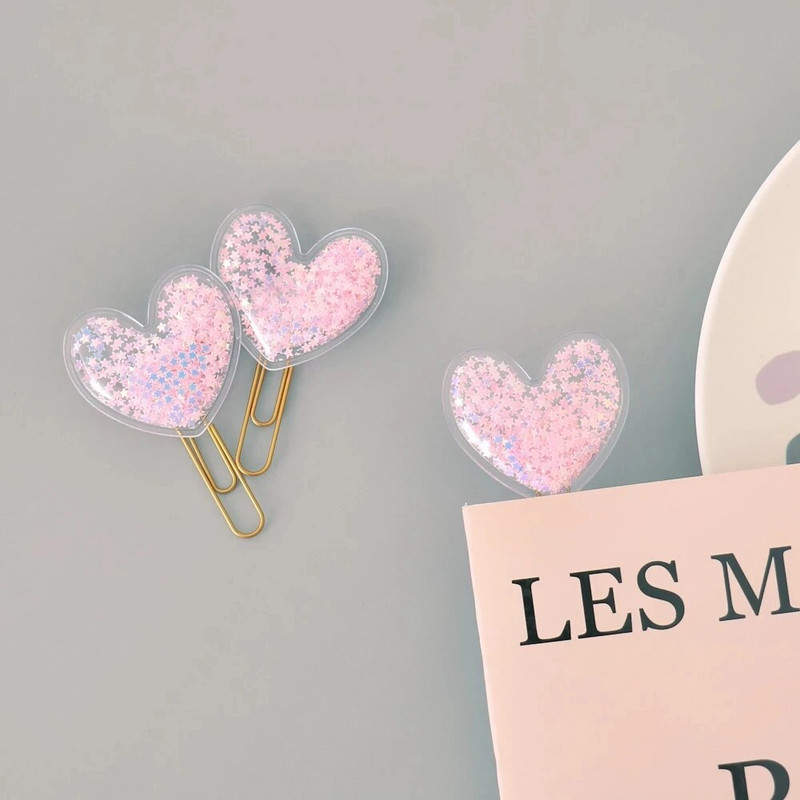 ALLTU 2tk armastus Metallist kirjaklamber Järjehoidja Loominguline komm värviline kirjaklamber Kontorikooli järjehoidja ümbrikuklamber