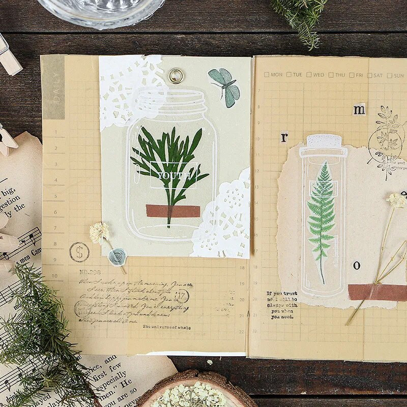 EZONE 30 tk PET dekoratiivsed kleebised läbipaistvad järjehoidja kleebised Mitmeotstarbelised väljalõigete albumi kaunistuskleebised DIY kuivatatud lilleproovid