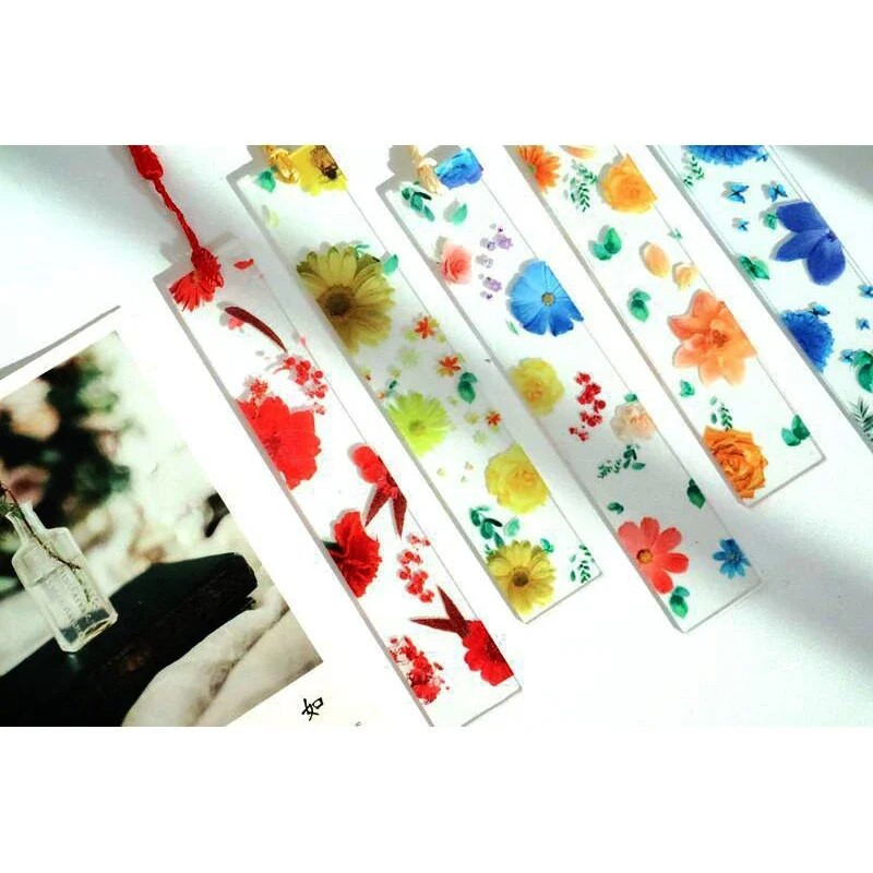 Σειρά λουλουδιών W047 Ακρυλικά σημάδια βιβλίου Λουλούδια Χάρακας Λωρίδα ανάγνωσης Βιβλίου Σήμανση δημιουργικού γραφείου λωρίδες σήμανσης Ευρετήριο Ετικέτα σελιδοδείκτης