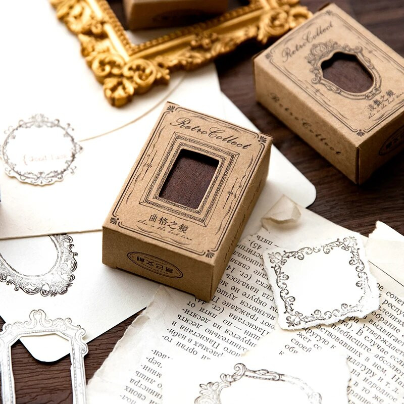 MOHAMM 1vnt medinis antspaudo veidrodinis rėmelis, skirtas „Scrapbooking“, „pasidaryk pats“ koliažo medžiagai dekoruoti