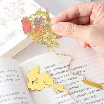 Δημιουργικά λουλούδια κινέζικου στιλ ορειχάλκινος σελιδοδείκτης με μενταγιόν με φούντα ρετρό κλιπ βιβλίων Σχολικά αναμνηστικά μαθητών