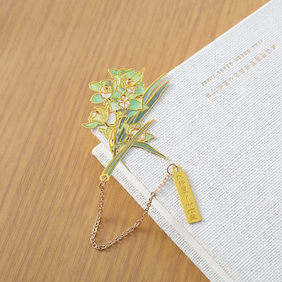 Loomingulised Hiina stiilis lilled messingist järjehoidja tuti ripatsiga retro raamatuklambrid õpilastele peened suveniirid kooli kontoritarbed