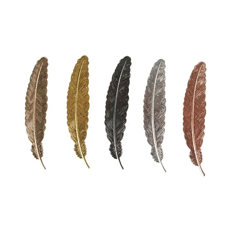 Loominguline retro metallist sulgedega järjehoidja Ilus lahe raamatuleht, lastele õpilaste kingitused, kirjatarbed, koolitarbed, 1 tk