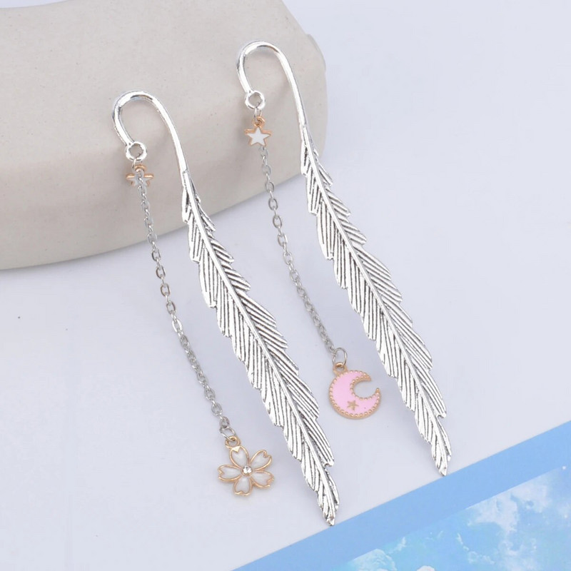 Metallist sulgedest järjehoidja raamatutarvikud Marcapaginas Separador De Libro Kawaii kirjatarbed Mark Lehekülg Järjehoidjad Armas raamatumärk