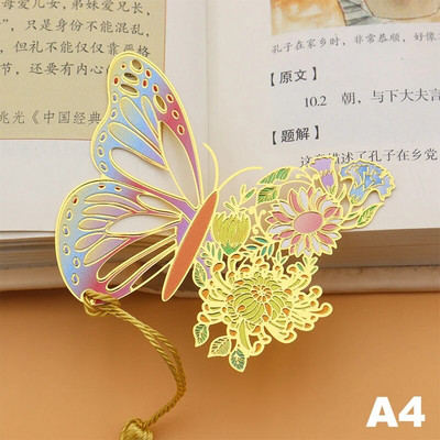 Hiina stiilis metallist liblikas lillede järjehoidjad peenelt õõnsad tutiga ripatsiga raamatuklambrid õpilastele lugemistööriistad koolitarbed