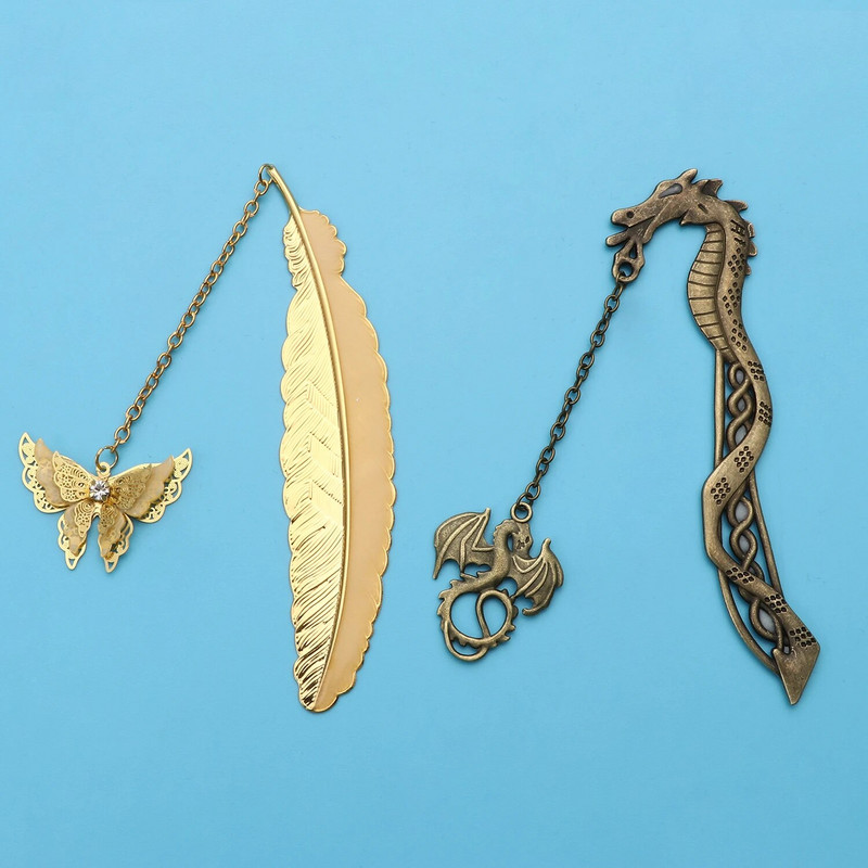 Armsad helendavad retro metallist sulgedega järjehoidjad Öökull Dragonflies Liblikad Raamatumärgid õpetajatele Kingitusraamatu kirjatarvete tarvikud