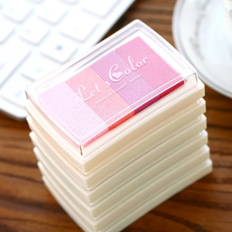 1 vnt. Gradiento spalvų rašalo pagalvėlė Skaidrūs antspaudai „Pasidaryk pats“ Craft Ink Pad Guminiai antspaudai Rašalo pagalvėlės rašalo antspaudų kilimėlis Spalvingas animacinių filmų „Craft Inkpad“