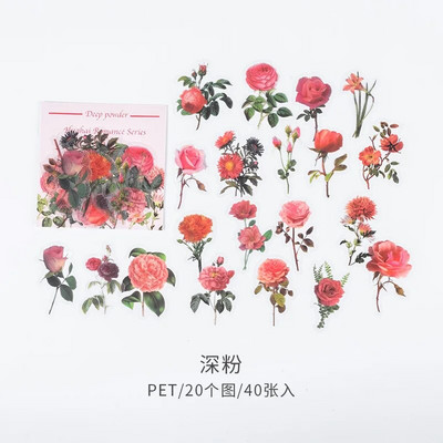 40 τμχ/σακούλα Vintage φύλλα Ginkgo λουλούδια PET αυτοκόλλητο πακέτο αυτοκόλλητων ετικεττών DIY διακοσμητικό ημερολογίου άλμπουμ scrapbooking