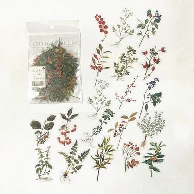 40 τμχ/σακούλα Vintage φύλλα Ginkgo λουλούδια PET αυτοκόλλητο πακέτο αυτοκόλλητων ετικεττών DIY διακοσμητικό ημερολογίου άλμπουμ scrapbooking