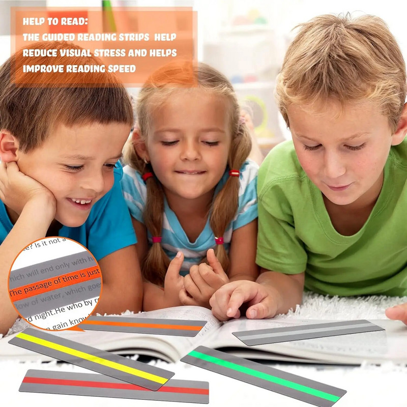 Värvilised läbipaistvad PET-järjehoidjad Lihtsalt loetavad juhistega ribad Lastele lugemise abivahendid Õpilaskirjatarbed Koolitarbed