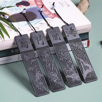 Creative Plum Bamboo Wooden Bookmarks Chinese Style Orchid Hollow Book Marks School Students Reading Stationery Office Supplies