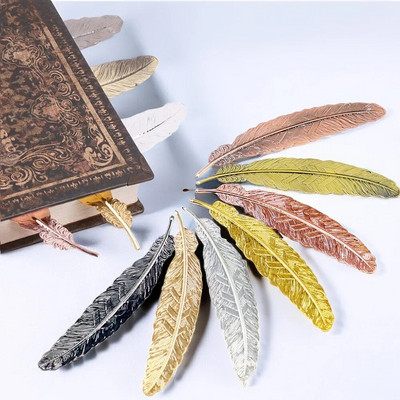 1Pcs Vintage Feather Metal Bookmarks Creative Reading Auxiliary Tools Book Index Student Stationery School Office Supplies Gifts