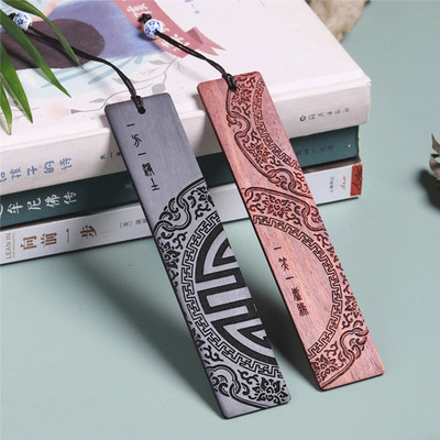 Chinese Style Wooden Bookmark Retro Carving Mahogany Book Mark Student Office Writing Supplies School Kid Stationery Accessories