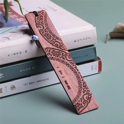 Semn de carte din lemn în stil chinezesc, sculptură retro din mahon, marca de carte pentru studenți, rechizite de scris pentru birou, școală, accesorii de papetărie pentru copii
