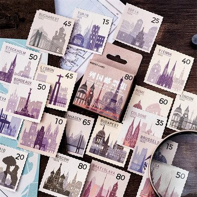 45 tk/karp Kirjatarvete kleebised Vintage templi pitseerimissilt Reisikleebised Kaunistused Scrapbooking päevik Albumid Bullet Journal