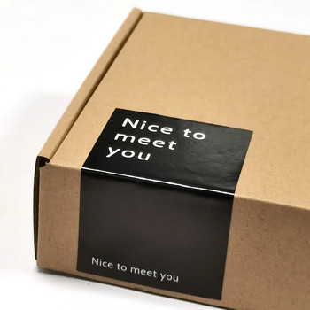 10-50 τμχ Αυτοκόλλητο Nice To Meet You Μαύρο Λευκό Ευχαριστώ αυτοκόλλητα για επαγγελματικό πακέτο Κουτί δώρου Διακοσμητικό για τα Χριστούγεννα