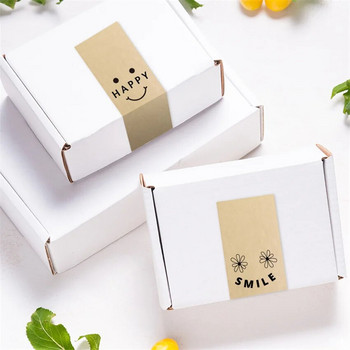 50τμχ 6x15cm χαρτί κραφτ Smile Thank You Ετικέτες Αυτοκόλλητα για συσκευασία δώρου Συσκευασία συσκευασίας Διακοσμητικό εμπορεύματος Αυτοκόλλητα για μικρές επιχειρήσεις