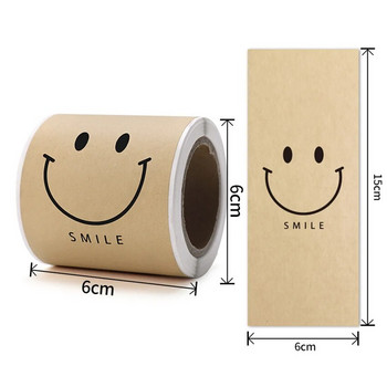 50Pcs 6x15cm крафт хартия Smile Thank You Етикети Стикери за подаръчна кутия Опаковка на пакети Стоков декор Стикери за малък бизнес