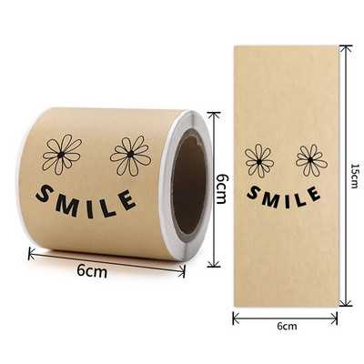 50 tk 6x15 cm jõupaber Naeratus Aitäh Sildid Kleebised kinkekarbi jaoks Pakendi pakkimine Kaubakaunistused Väikeettevõtte kleebised