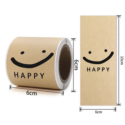 50 tk 6x15 cm jõupaber Naeratus Aitäh Sildid Kleebised kinkekarbi jaoks Pakendi pakkimine Kaubakaunistused Väikeettevõtte kleebised