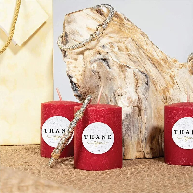 Ümmargune 38 mm "Aitäh" pronkskleebis Pühadekinkekleebis Küpsetamine Pulmakaunistus Sünnipäevapeokutse pitseerimiskleebis