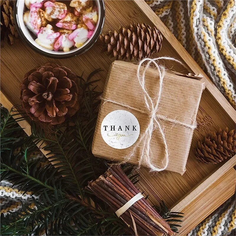 Ümmargune 38 mm "Aitäh" pronkskleebis Pühadekinkekleebis Küpsetamine Pulmakaunistus Sünnipäevapeokutse pitseerimiskleebis