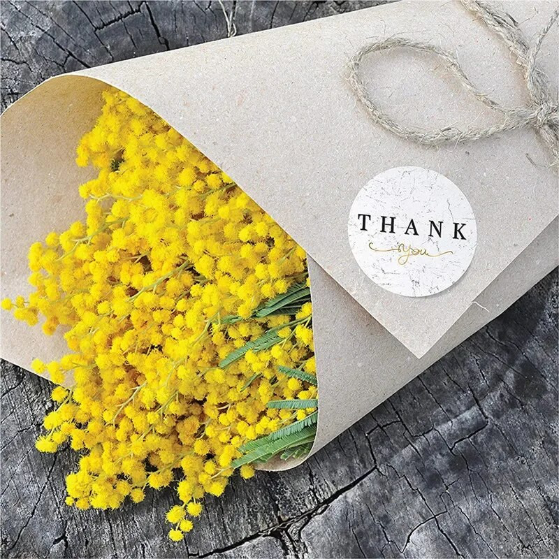 Ümmargune 38 mm "Aitäh" pronkskleebis Pühadekinkekleebis Küpsetamine Pulmakaunistus Sünnipäevapeokutse pitseerimiskleebis