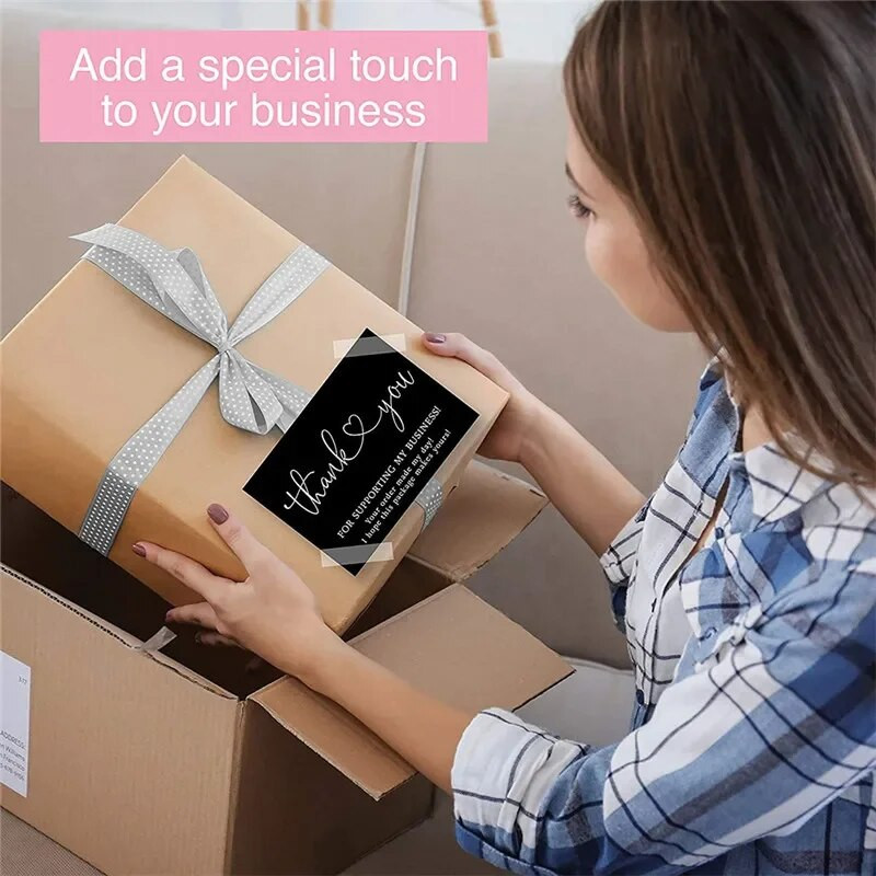 50 τμχ/συσκευασία "Ευχαριστώ για την υποστήριξη της επιχείρησής μου" Μαύρη ορθογώνια δωροκάρτα Συσκευασία καταστήματος Διακοσμητικές ετικέτες ψησίματος ανθοπωλείου