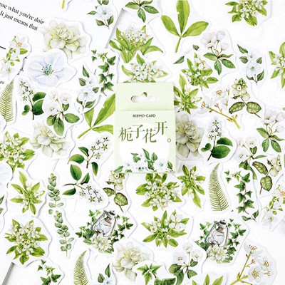 46 бр./пакет Gardenia Blossoms Mini Paper Diary Sticker Етикет за декорация на скрапбукинг Направи си сам