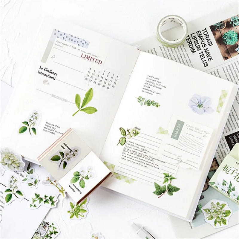 46 kom/pak Gardenia Blossoms Mini Papirnati Dnevnik Naljepnica DIY Scrapbooking Dekorativna naljepnica