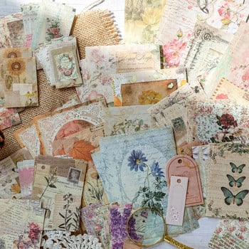 Journamm 100 τεμ./συσκευασία Vintage Scrapbooking Ελαφρύ κιτ χαρτιού DIY Junk Journal Κολάζ επιστολόχαρτα Υλικά διακόσμησης φόντου Χαρτί