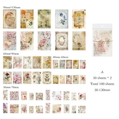 Journamm 100 tk/pakk Vintage Scrapbooking kerge paberikomplekt DIY rämpsajakirja kollaaž Kirjatarbed Taust Dekoratsioonimaterjalid Paber