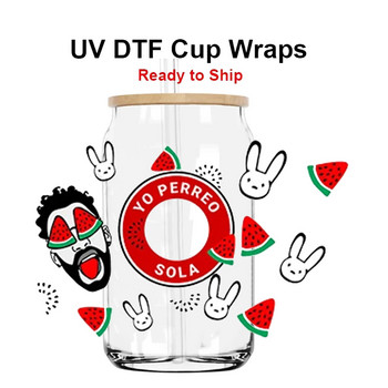 Uv DTF Transfer Cup Wraps Custom Waterproof Sticker For Cups Tumblers Libbey Glass Cans Factory Direct