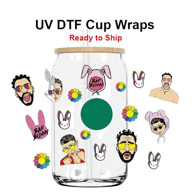 UV Dtf perkėlimo puodelių pakuotės Individualizuotos vandeniui atsparios taurėms skirtos lipduko stiklinės Libbey stiklinės skardinės tiesiogiai gamykloje