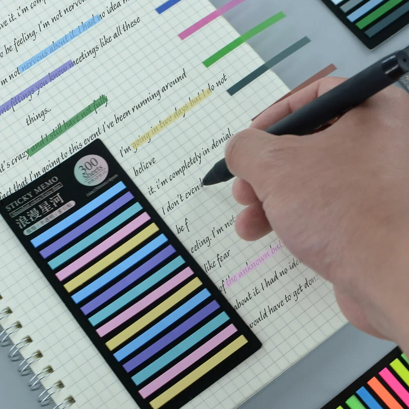 Δημοσιεύτηκαν 300 φύλλα Διαφανή αυτοκόλλητες σημειώσεις Αυτοκόλλητος σχολιασμός Διαβάστε βιβλία Σελιδοδείκτες Καρτέλες Σημειωματάριο Αισθητική γραφική ύλη