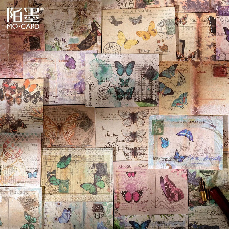 100 tk/partii Memoplokid Materjal Paber Time Junk Journali kiri Scrapbooking kaardid Retro taustaga kaunistuspaber