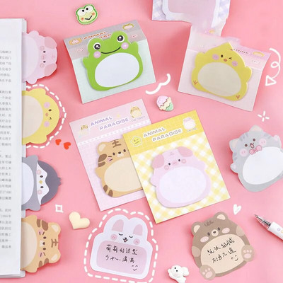 1 komad Lytwtw`s Adhesive Kawaii Cartoon Animals Sticky Notes Notepad Memo Pad Uredski školski pribor Naljepnica za papir