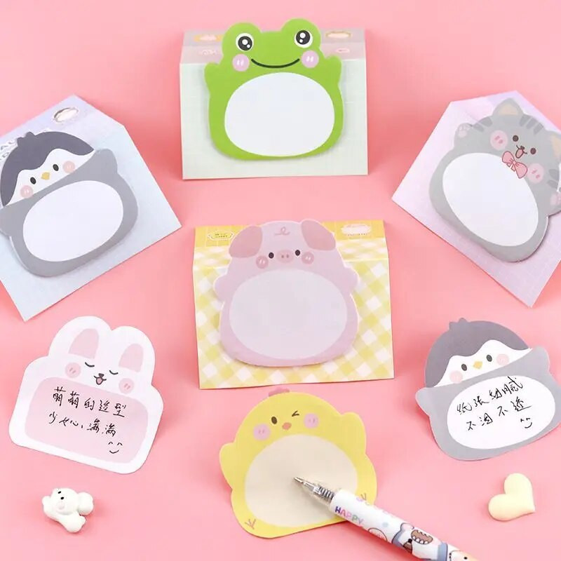 1 komad Lytwtw's Adhesive Kawaii Cartoon Animals Sticky Notes Notepad Memo Pad Uredski školski pribor Naljepnica za papir