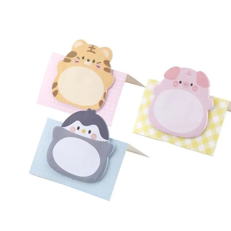1 komad Lytwtw's Adhesive Kawaii Cartoon Animals Sticky Notes Notepad Memo Pad Uredski školski pribor Naljepnica za papir
