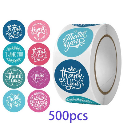 50–500 gab. 2,5 cm Maza pateicības uzlīme zīmogu etiķetēm Apaļas ziedu daudzkrāsu uzlīmes roku darbs Piedāvājums kancelejas preces