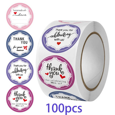 50–500 gab. 2,5 cm Maza pateicības uzlīme zīmogu etiķetēm Apaļas ziedu daudzkrāsu uzlīmes roku darbs Piedāvājums kancelejas preces