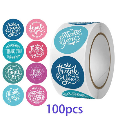 50–500 gab. 2,5 cm Maza pateicības uzlīme zīmogu etiķetēm Apaļas ziedu daudzkrāsu uzlīmes roku darbs Piedāvājums kancelejas preces