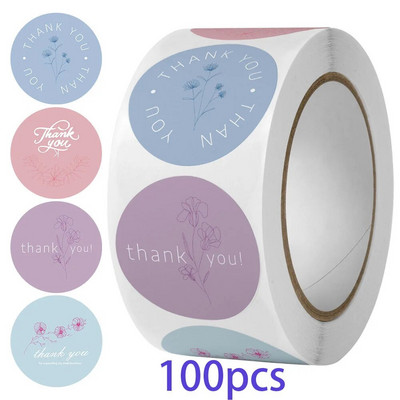 50–500 gab. 2,5 cm Maza pateicības uzlīme zīmogu etiķetēm Apaļas ziedu daudzkrāsu uzlīmes roku darbs Piedāvājums kancelejas preces