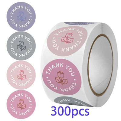 50–500 gab. 2,5 cm Maza pateicības uzlīme zīmogu etiķetēm Apaļas ziedu daudzkrāsu uzlīmes roku darbs Piedāvājums kancelejas preces