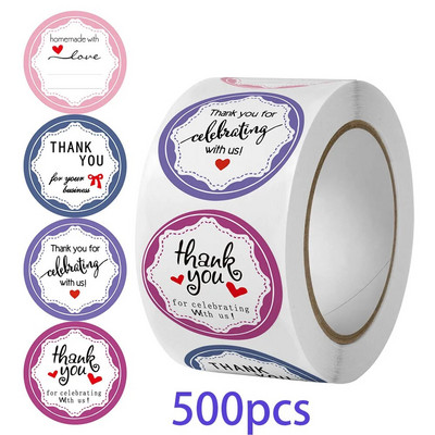 50–500 gab. 2,5 cm Maza pateicības uzlīme zīmogu etiķetēm Apaļas ziedu daudzkrāsu uzlīmes roku darbs Piedāvājums kancelejas preces