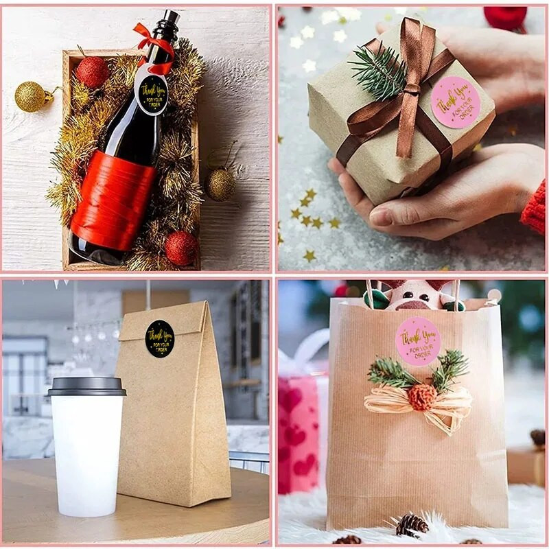 50–500 gab. 2,5 cm Maza pateicības uzlīme zīmogu etiķetēm Apaļas ziedu daudzkrāsu uzlīmes roku darbs Piedāvājums kancelejas preces