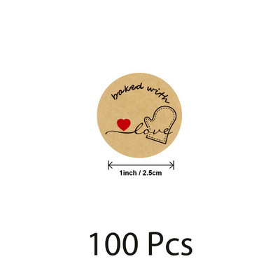 100-500 tk. Sildid Kleebised pitsatile Sildid Käsitsi valmistatud kleebis Ümmargune kraft, mis on küpsetatud armastusega Äri tänukleebised