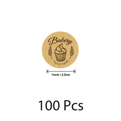 100-500 tk. Sildid Kleebised pitsatile Sildid Käsitsi valmistatud kleebis Ümmargune kraft, mis on küpsetatud armastusega Äri tänukleebised